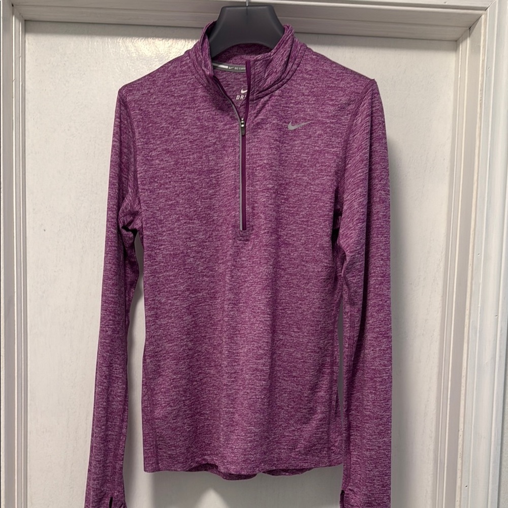 Nike Purple Long Sleeve Fitted Polo Top